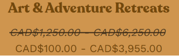 Art & Adventure Retreat Pricing