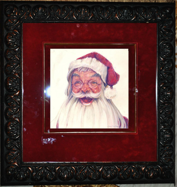 Santa Original pastel framed